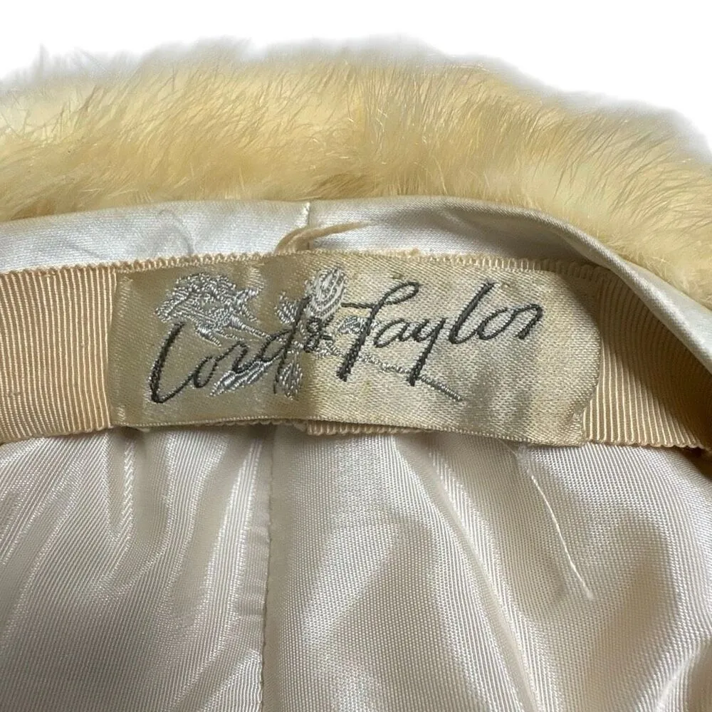 Lord & Taylor Vtg Cream Fur Beret Hat w/Bow and Comb Ski Apres Winter Mod Chic - Image 7