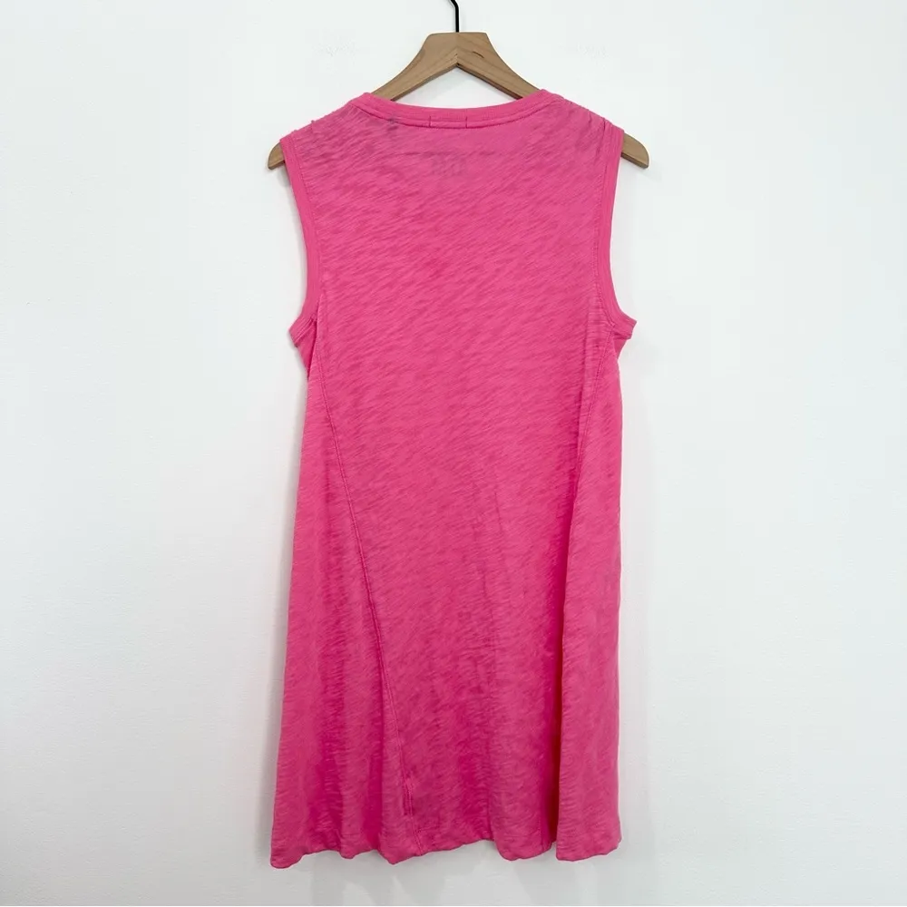 ATM Slub Jersey Cotton Tank Dress Mini Lotus Pink Barbie Beach size Medium - Image 4