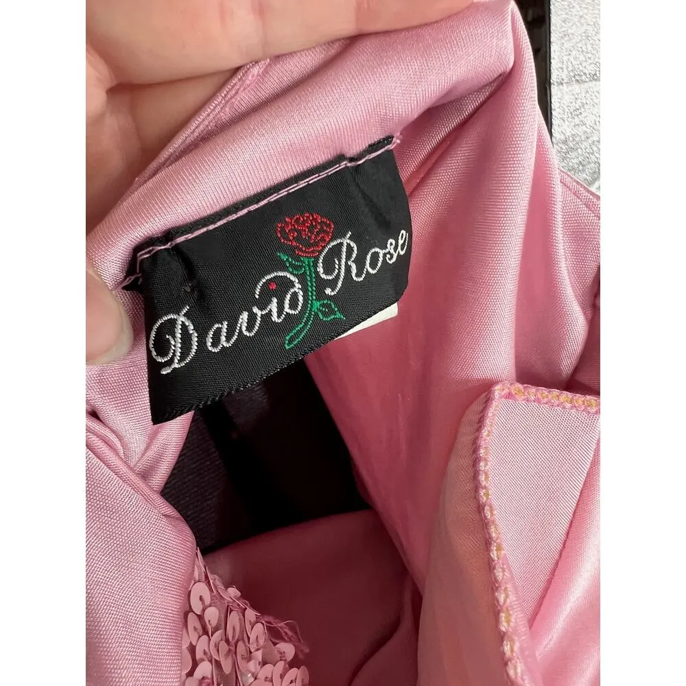 dress pink drop waist satin long sleeve shoulder pads barbiecore Size 14 - Image 8