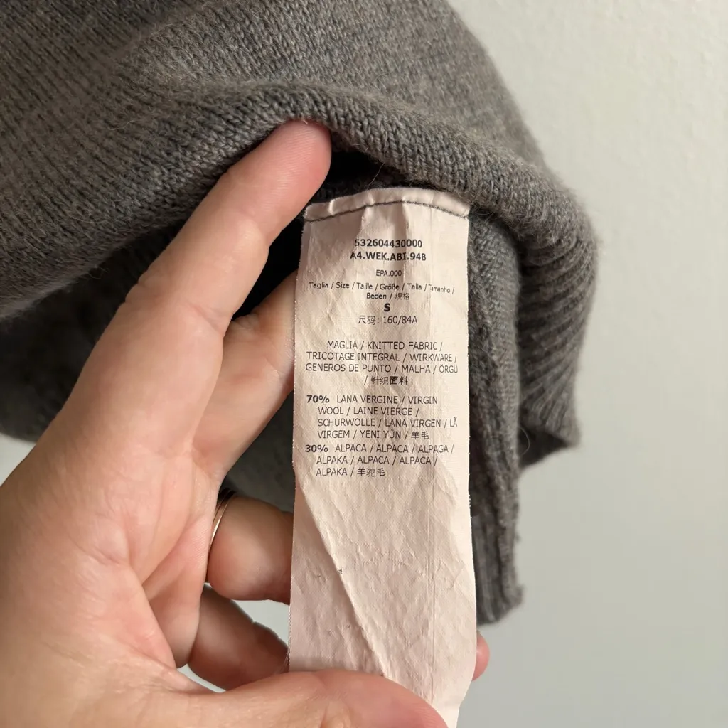 Weekend MaxMara Long Sleeve V Neck Wool Alpaca Sweater Dress Block Tan Brown - Image 10