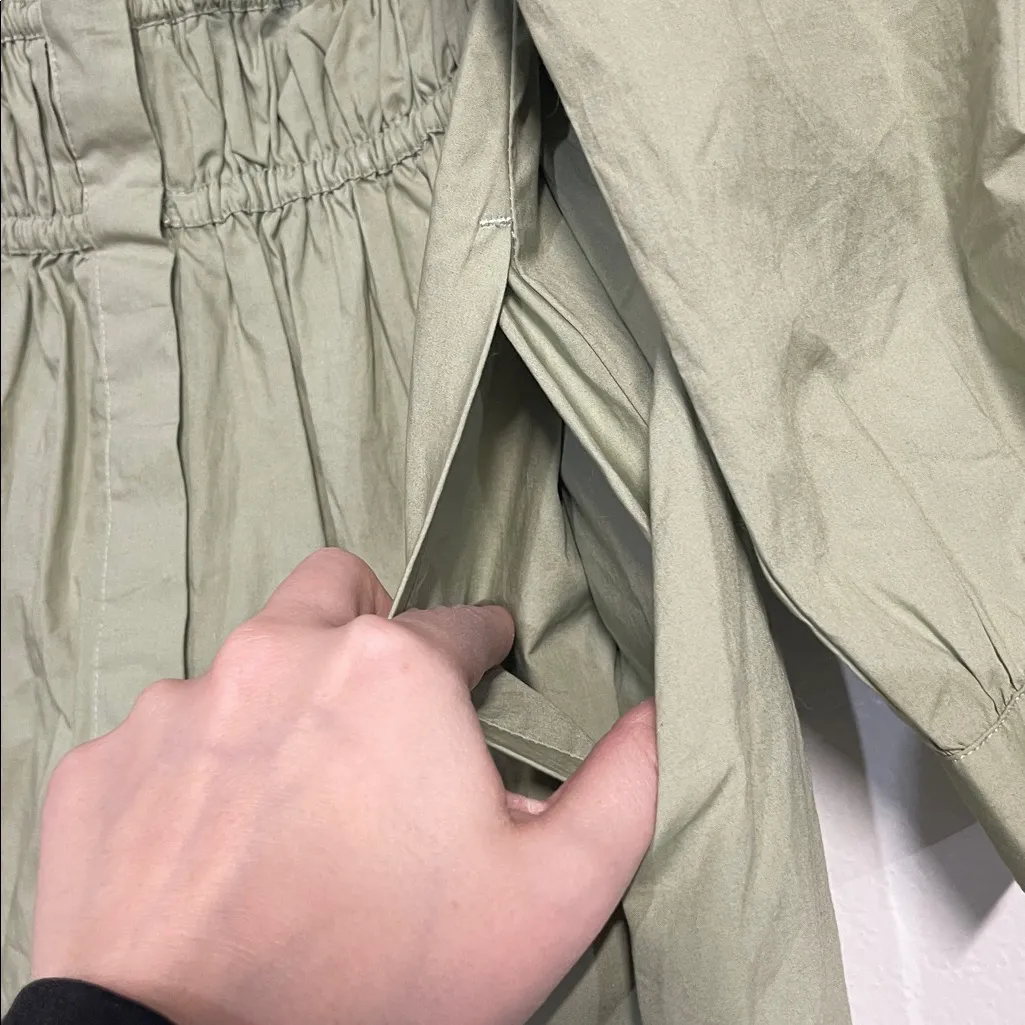 J CREW WOMENS CINCHED WAIST COTTON POPLIN DRESS GREEN 12 PETITE BG485 - Image 6