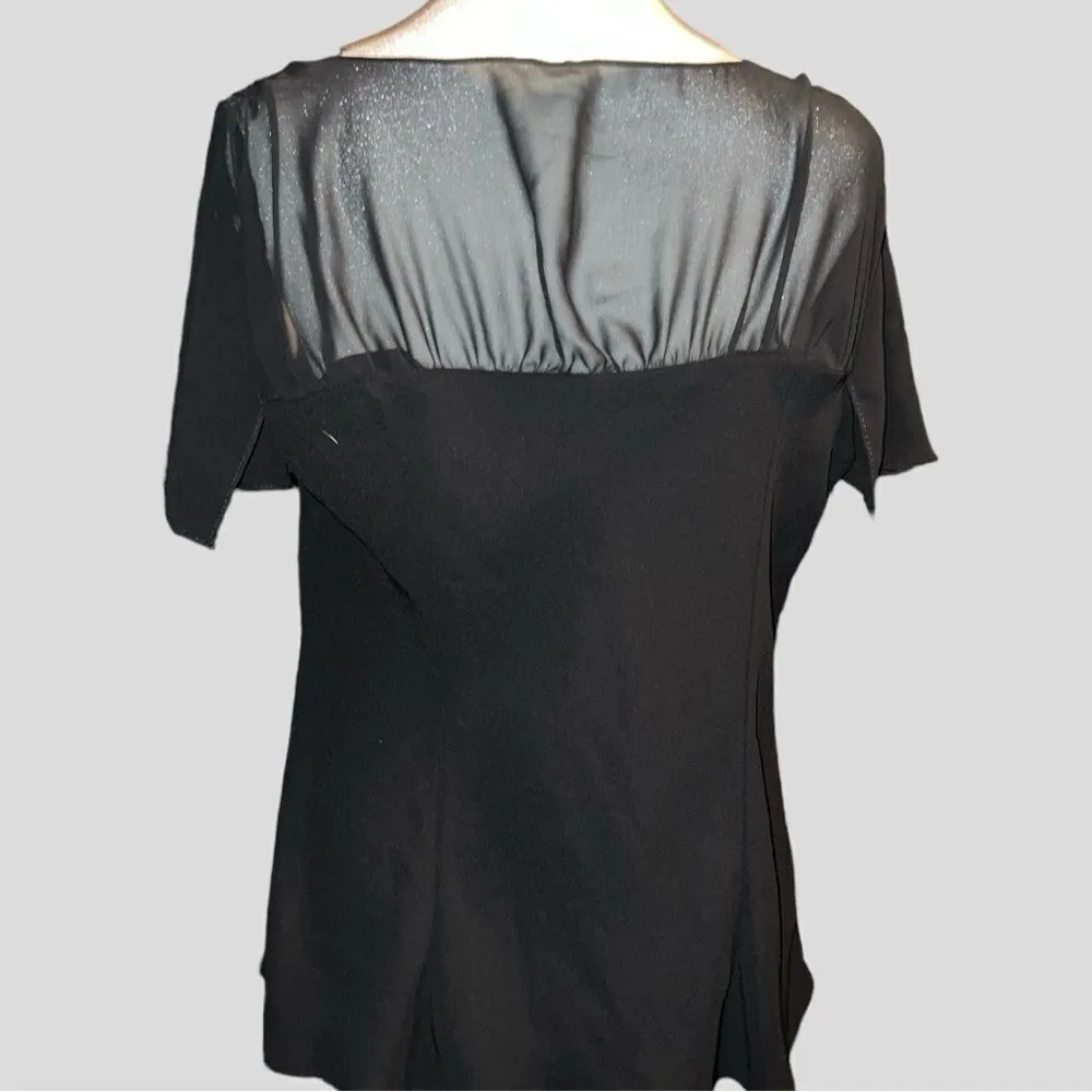 SL Fashion black dressy top with sheer black short sleeves. Size 16 - Image 3
