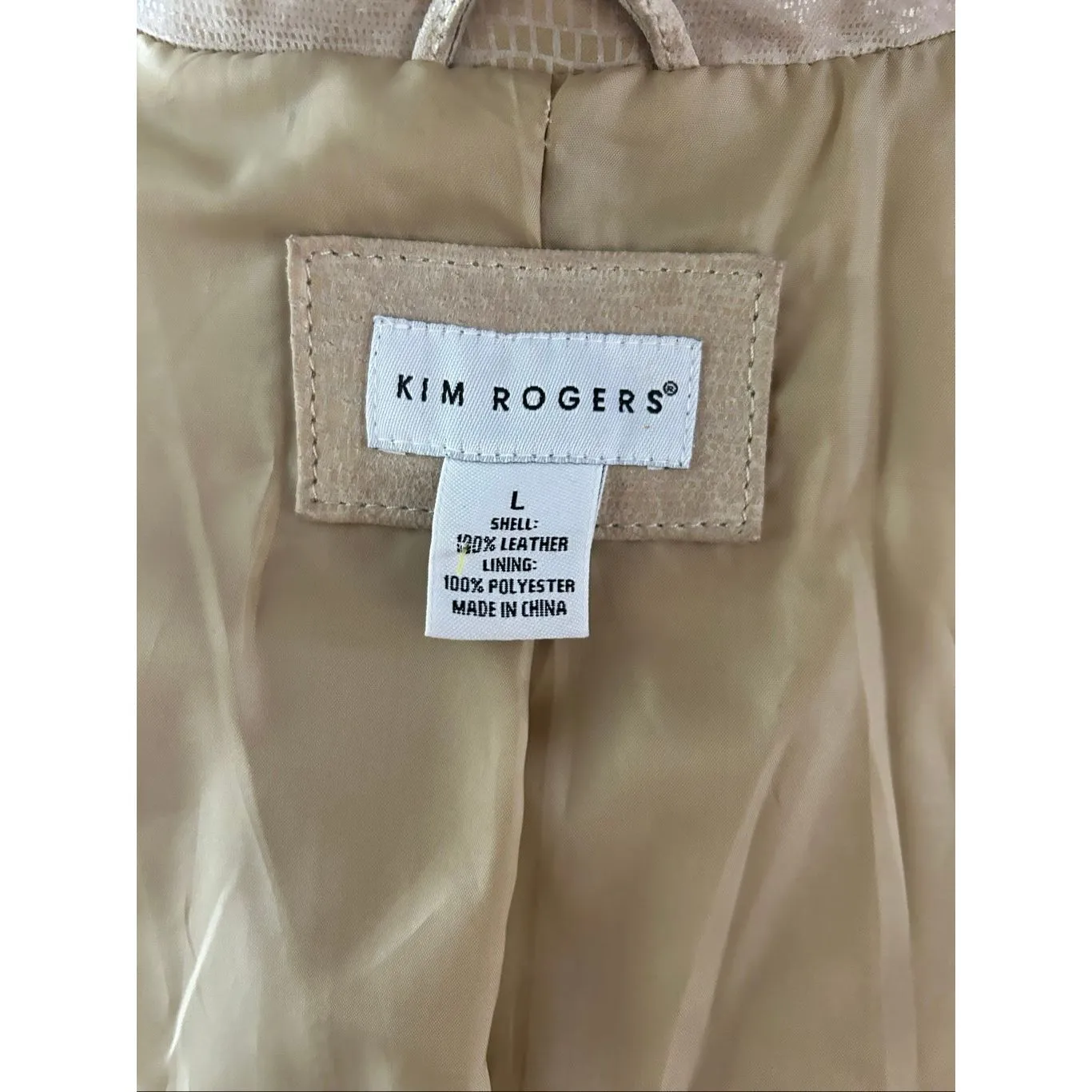 Kim Rogers tan leather jacket size large stylish winter jacket - Image 5