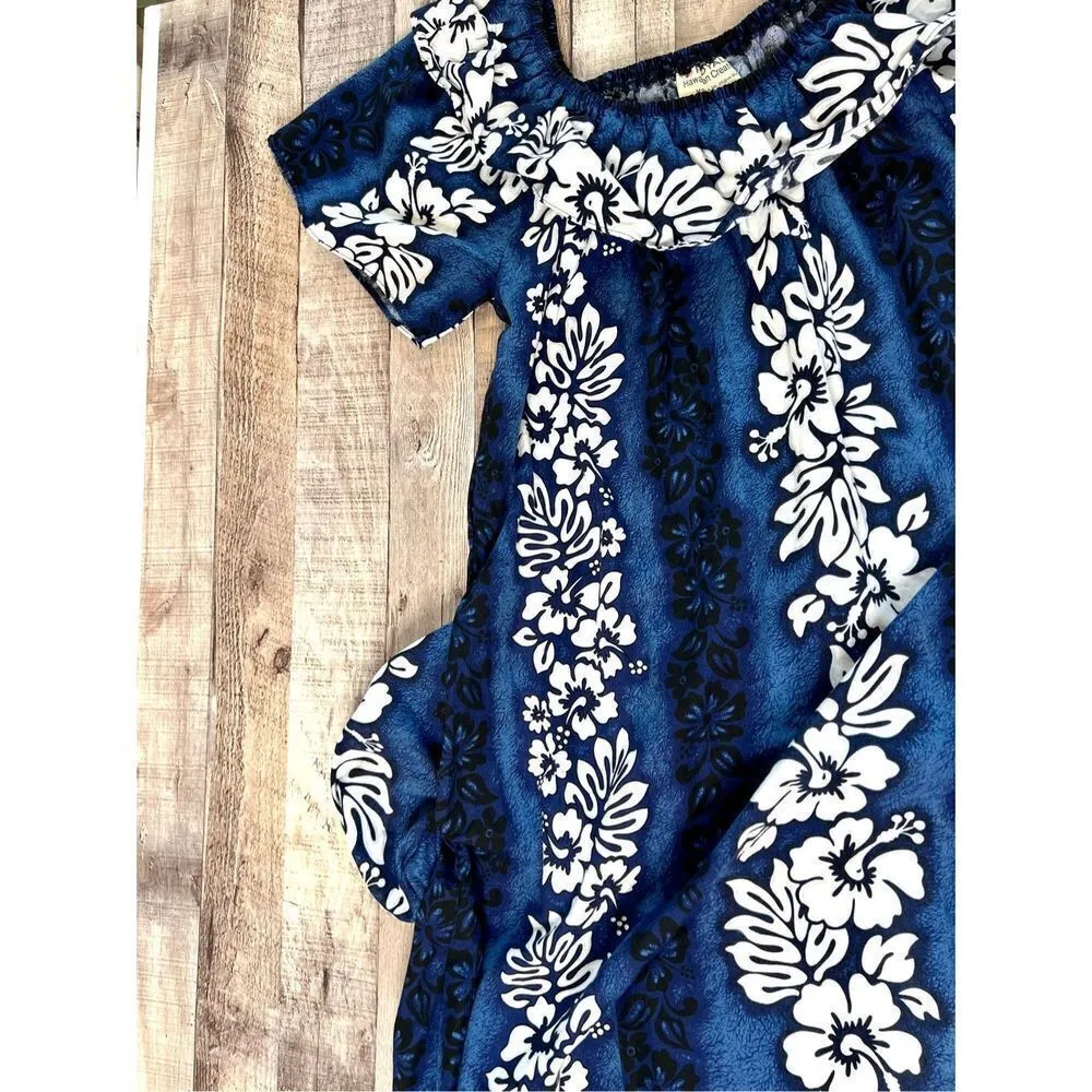 Hawaiian Traditional Muumuu Blue Black White Dress MEDIUM Tropical Colorful NWOT - Image 6