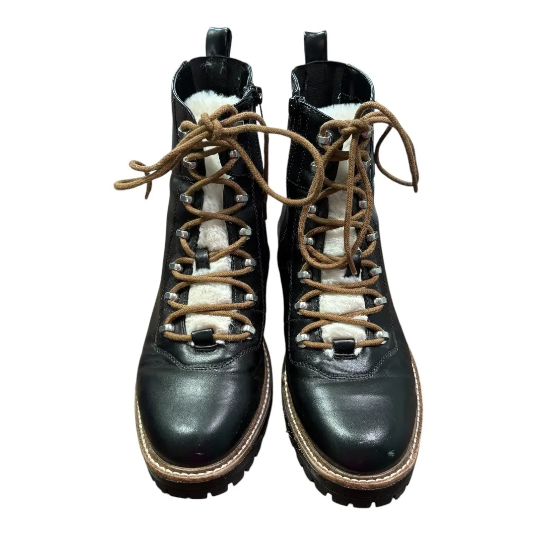 A New Day Hiker Boots Chunky Combat Faux Fur Lined Lace‎ Up Ankle Black Size 10 - Image 5
