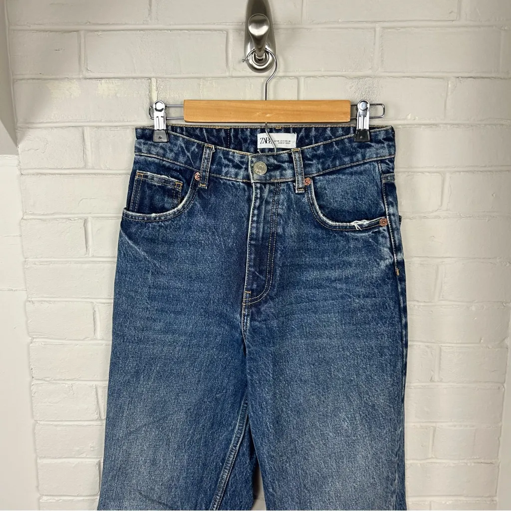 Zara High Rise Straight Leg Jeans Size 4 - Image 3
