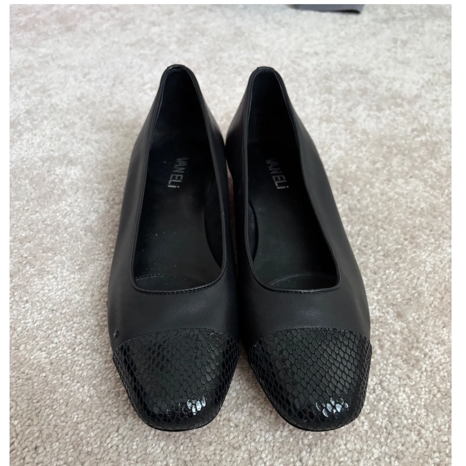 VANELI Black Snake Print Cap Toe Ballet‎ Flat Size 8 - Image 3