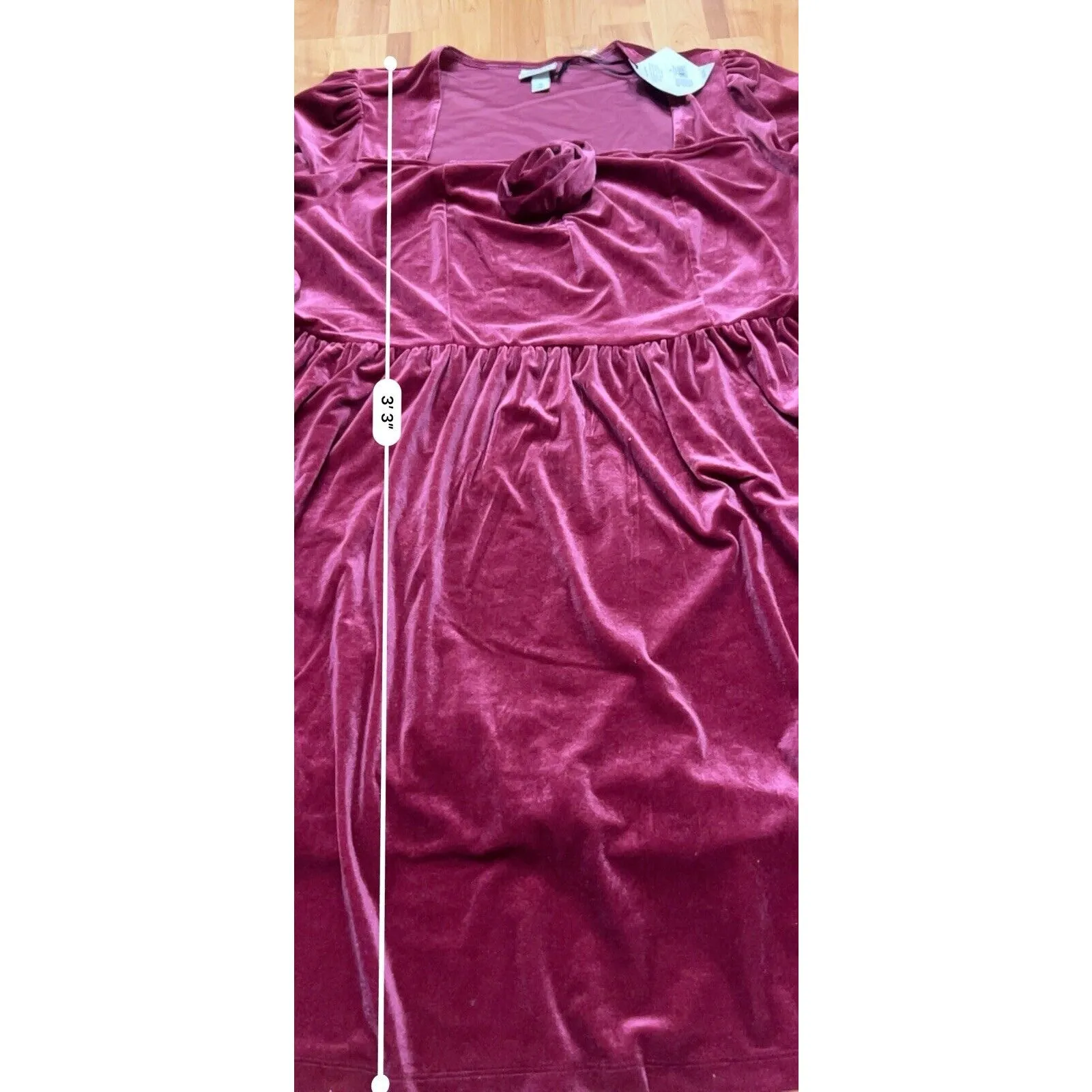 Ava & Viv Women's Long Sleeve Rosette Midi A-Line Dress -Cherry Red 3X NWT - Image 9