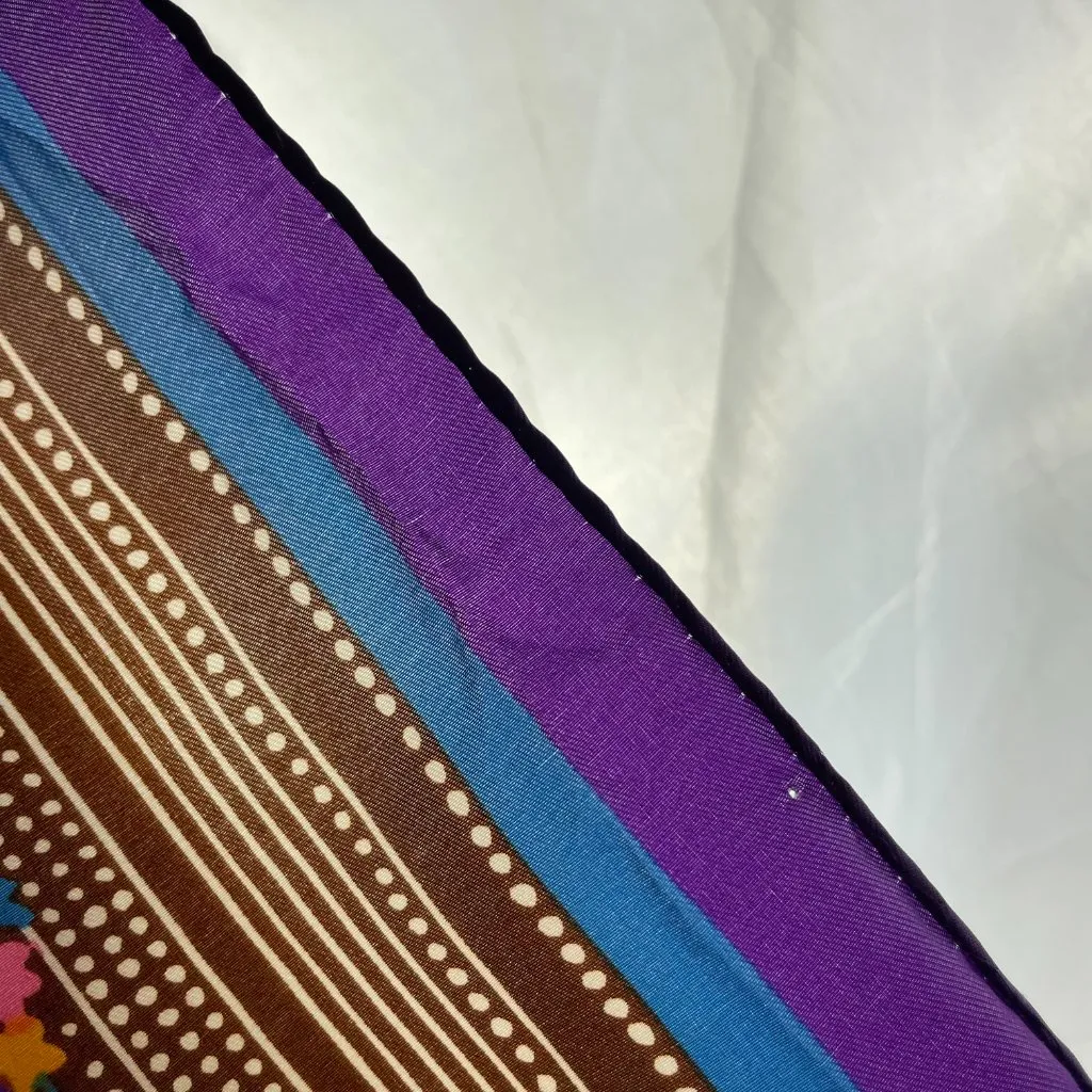 Vintage 1960s Striped Scarf Cottage Design House Striped Long Brown Unique Retro - Image 8