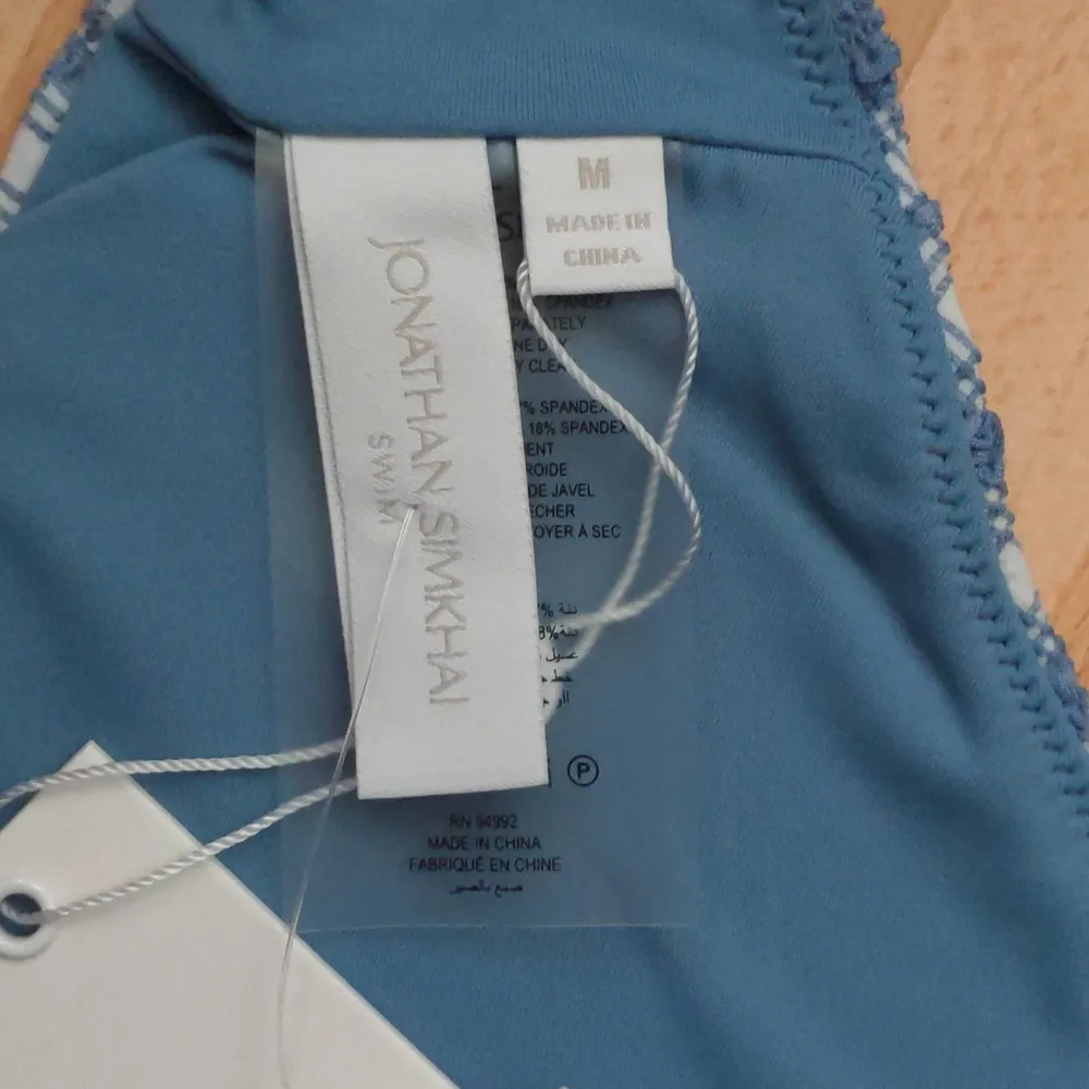 Jonathan Simkhai Astrid Bikini Top Adriatic (Blue White Plaid) Gingham M New Size L - Image 9