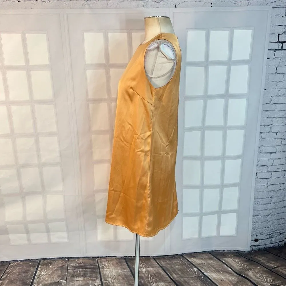 Lulu’s Chic Peak Light Orange gold Satin Sleeveless Shift Dress size small - Image 9