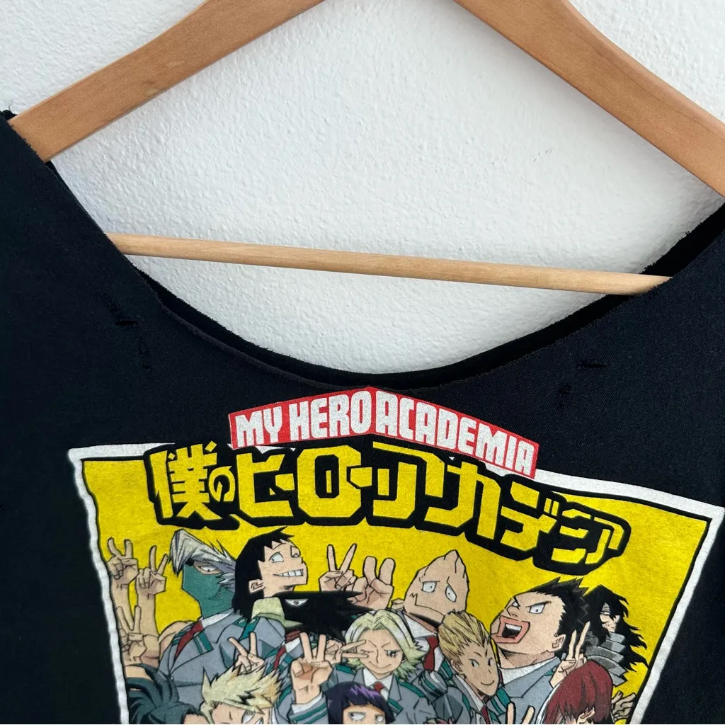 My Hero Academia Black Graphic Off the Shoulder T - Image 3