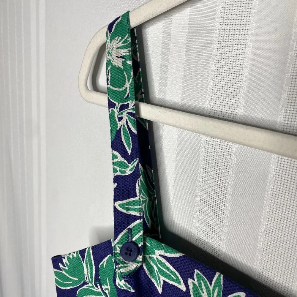 Forever 21 Floral Leaf Crop Top Tropical Sleeveless Medium Blue Green Bandeau - Image 4