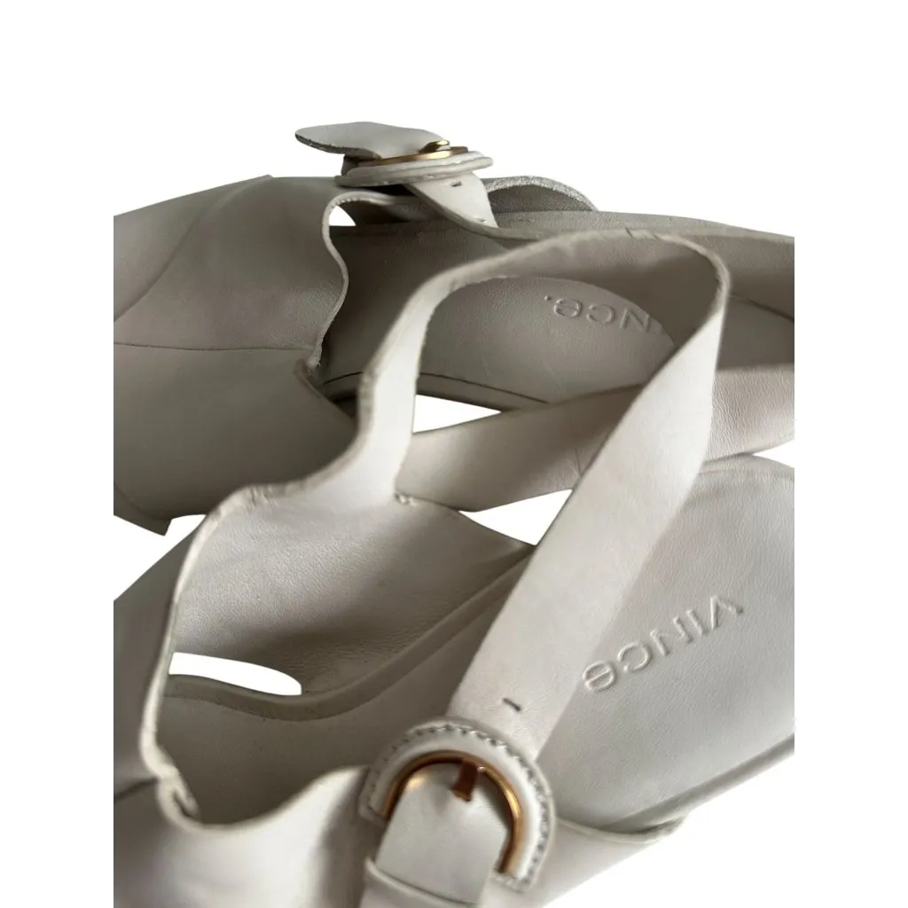 VINCE Cream Leather Slingback Tortoise Heels Size US 9.5 - Image 6