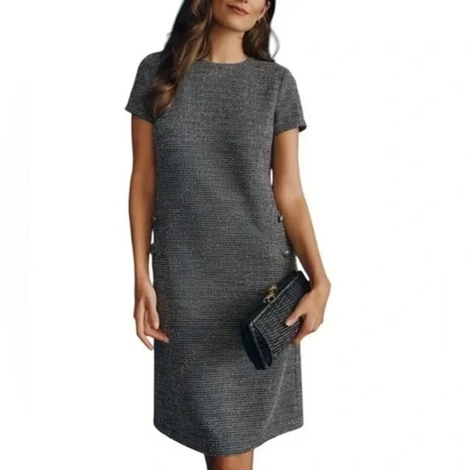 J. McLaughlin Carlisle Tweed Dress in Blue Size XL - Image 2