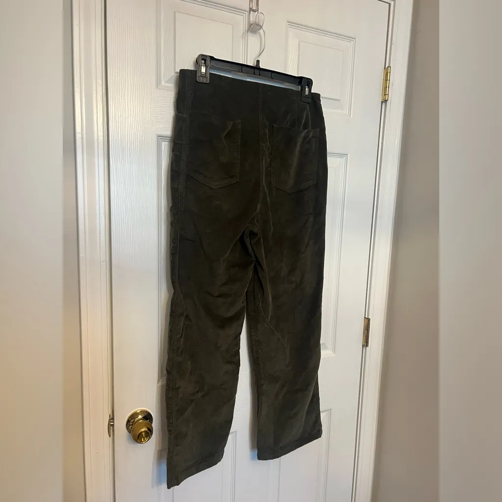 HOUSE OF HARLOW Women's Olive Green High Rise Corduroy Straight Leg Pants Size 6 - Image 3