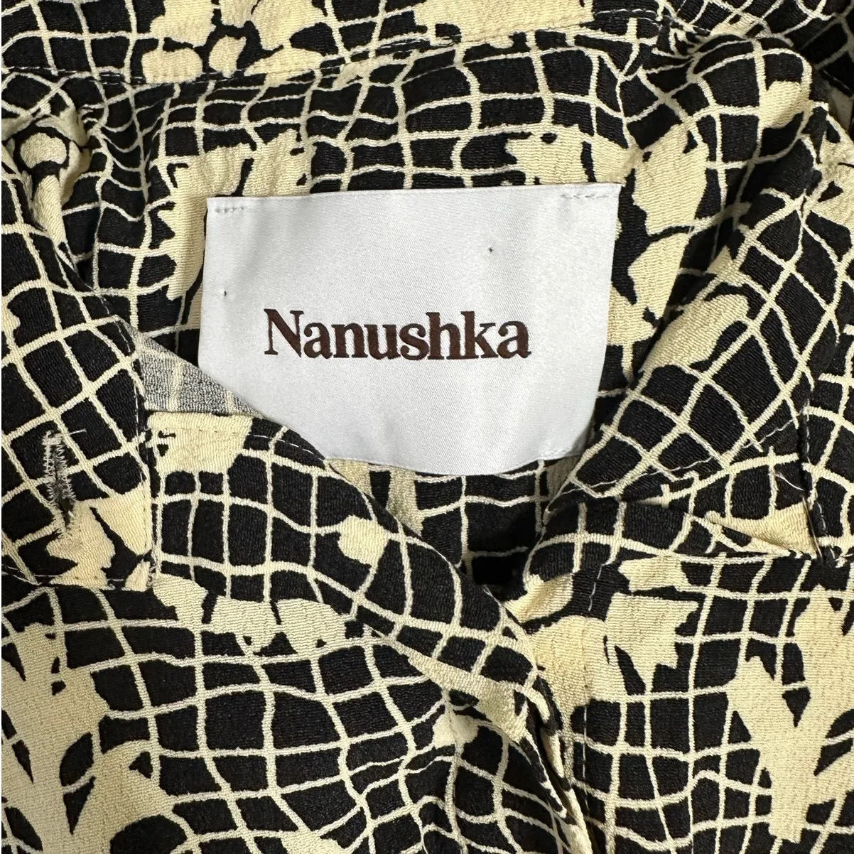 Nanushka Blouse Button Down Brown Graphic Pattern Size M - Image 4