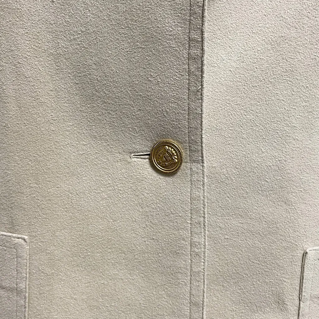 Abe Schrader Vintage Faux Suede Beige Button Gold Size 12 - Image 3