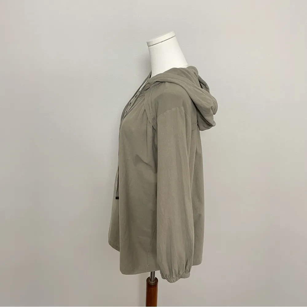 Soft Surroundings Top Lanai Hoodie Oversized Boxy Cotton Travel Olive Green - Image 9