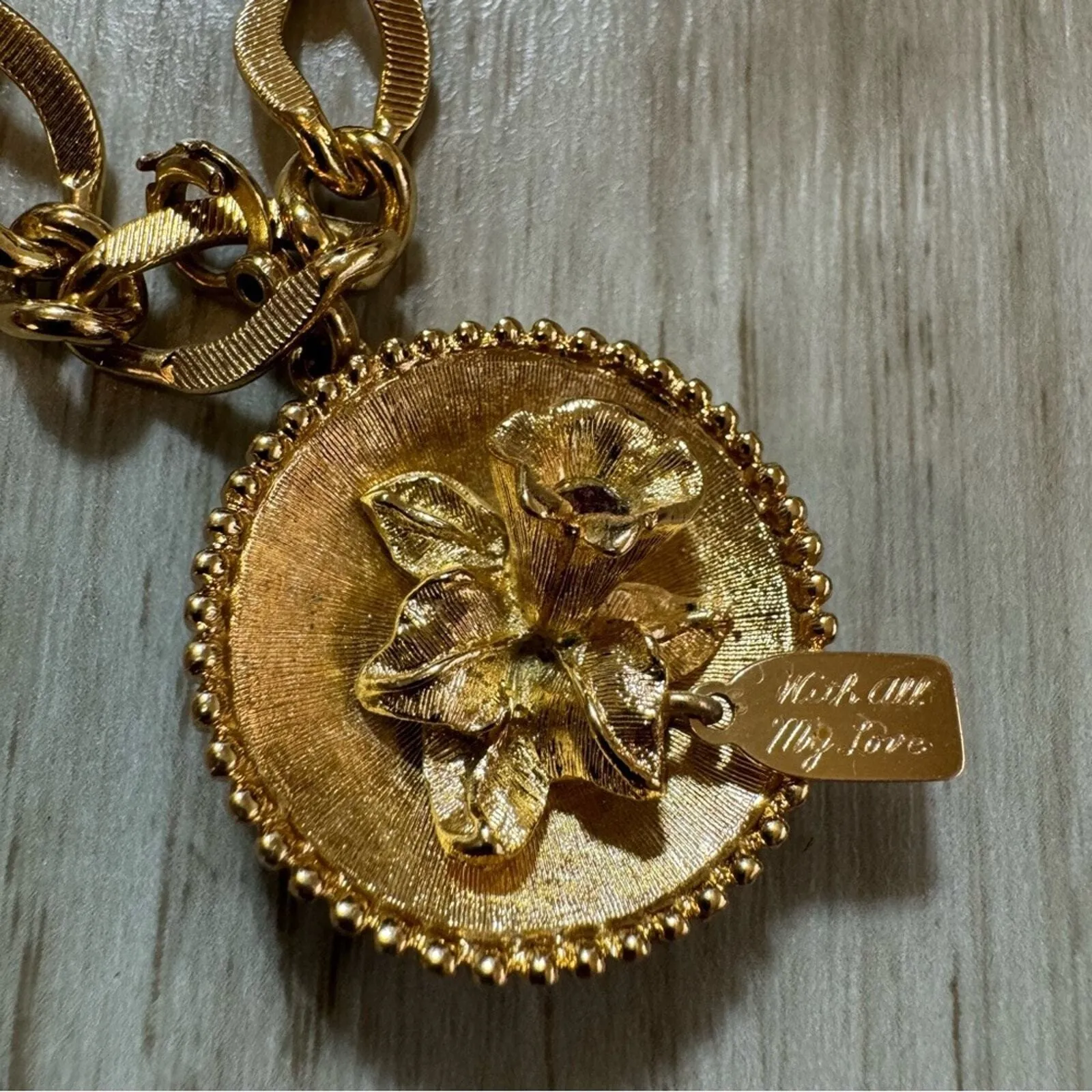 Vintage 1960s Monet All My Love Gold‎ Tone Link and Amethyst Bracelet - Image 2