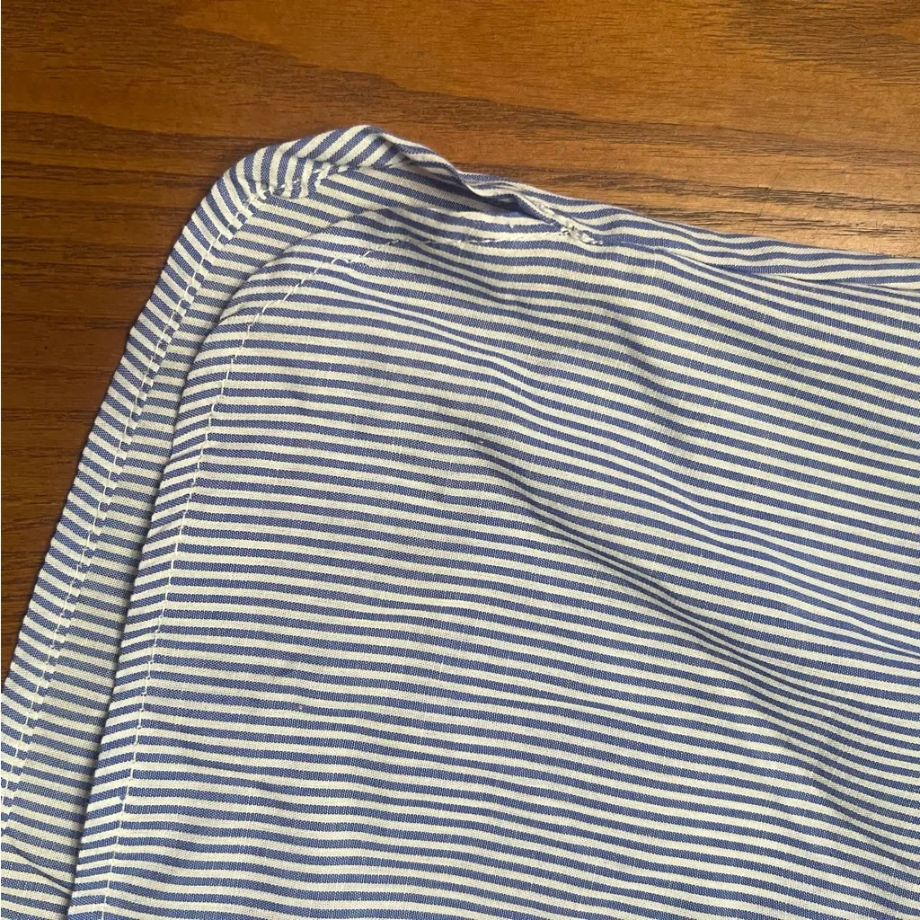 Edikted Mid-Rise‎ Elastic Drawstring Waist Pinstripe Shorts Size XS Blue & White - Image 10