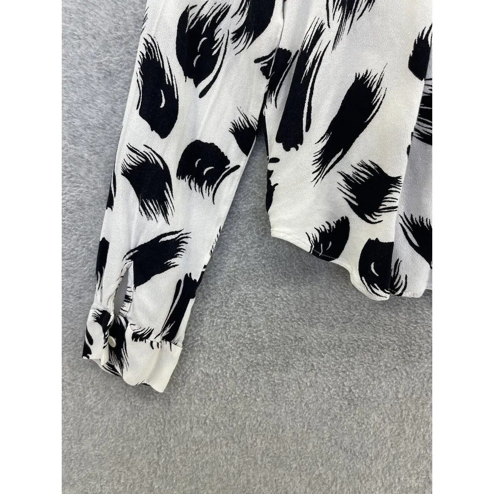 Leith Women's Blouse Surplice Long Sleeve Feather Brushstrokes Print Size XS - Image 3