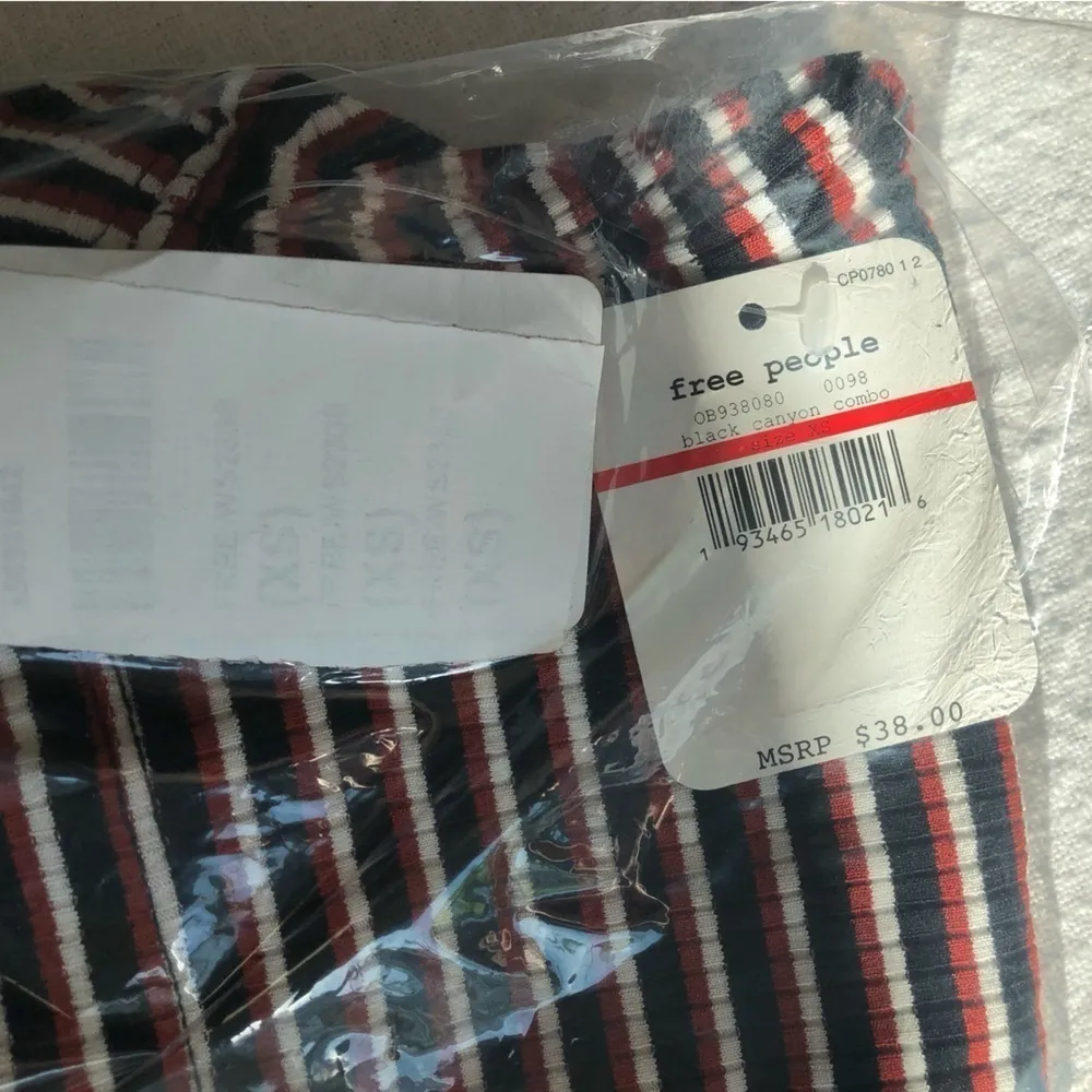 Free People Show Me Stripe Tube Top Black Canyon Combo XS New - Image 6