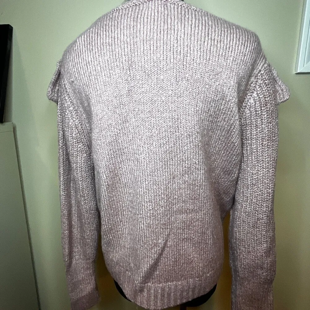 Wild Fable Pink Ruffle Sweater Grannycore Feminine Girly SZ M Office Spring - Image 7