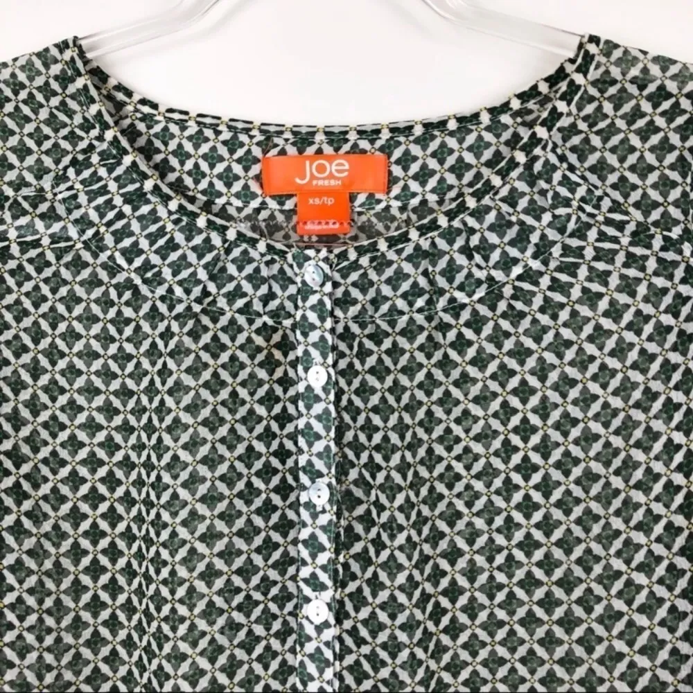 Joe Fresh  Printed Blouse Extra Small XS Green - Image 2
