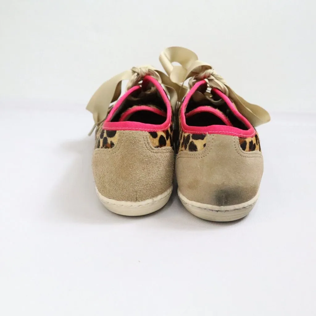 London Sole Jane Winkworth Cheetah Hair Studded Sneakers Big Bow Size 40‎ US 9.5 Brown - Image 3