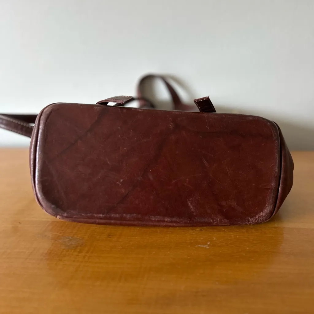 Frye Brown Leather Backpack Vintage Sling Bag Convertible - Image 7