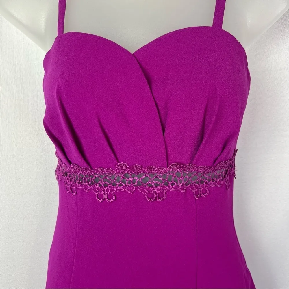 NEW Foxiedox Purple Iris Lace Inset Cocktail Midi Sheath Dress S - Image 5