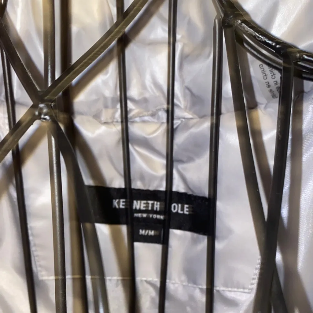 Fur Calvin Klein M Women's Gray faux fur Hooded Puffer Coat Silver Hardware - Image 10