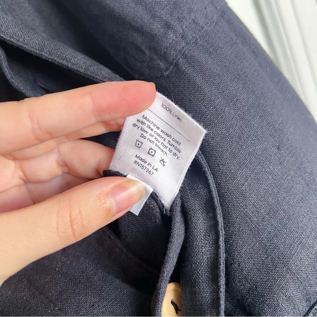 MATE The Label • Linen Short-Sleeve Jumpsuit black organic utility coveralls - Image 9