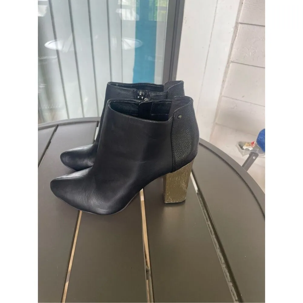 Circus By Sam Edelman Ankle Booties Block Heel Pointed Toe Black/ Gold 8.5M - Image 14