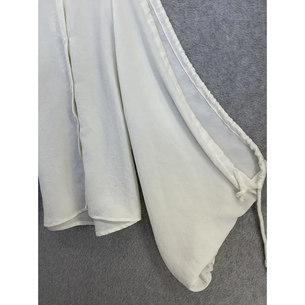 7 For All Mankind Women's Cold Shoulder Button Down Medium Japanese Fabric - Image 9