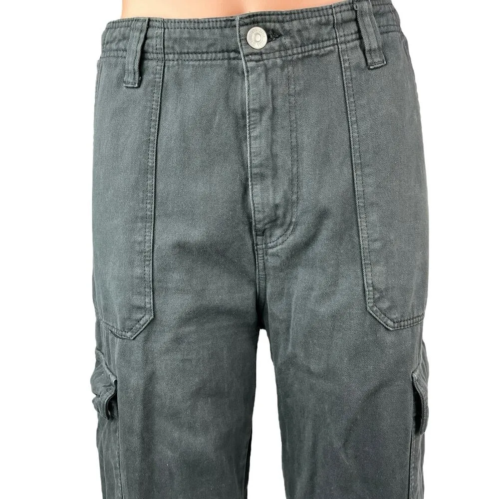 Zara Women's Black Denim High Waist Straight Cargo Trousers Jeans Pants Size 8 - Image 4