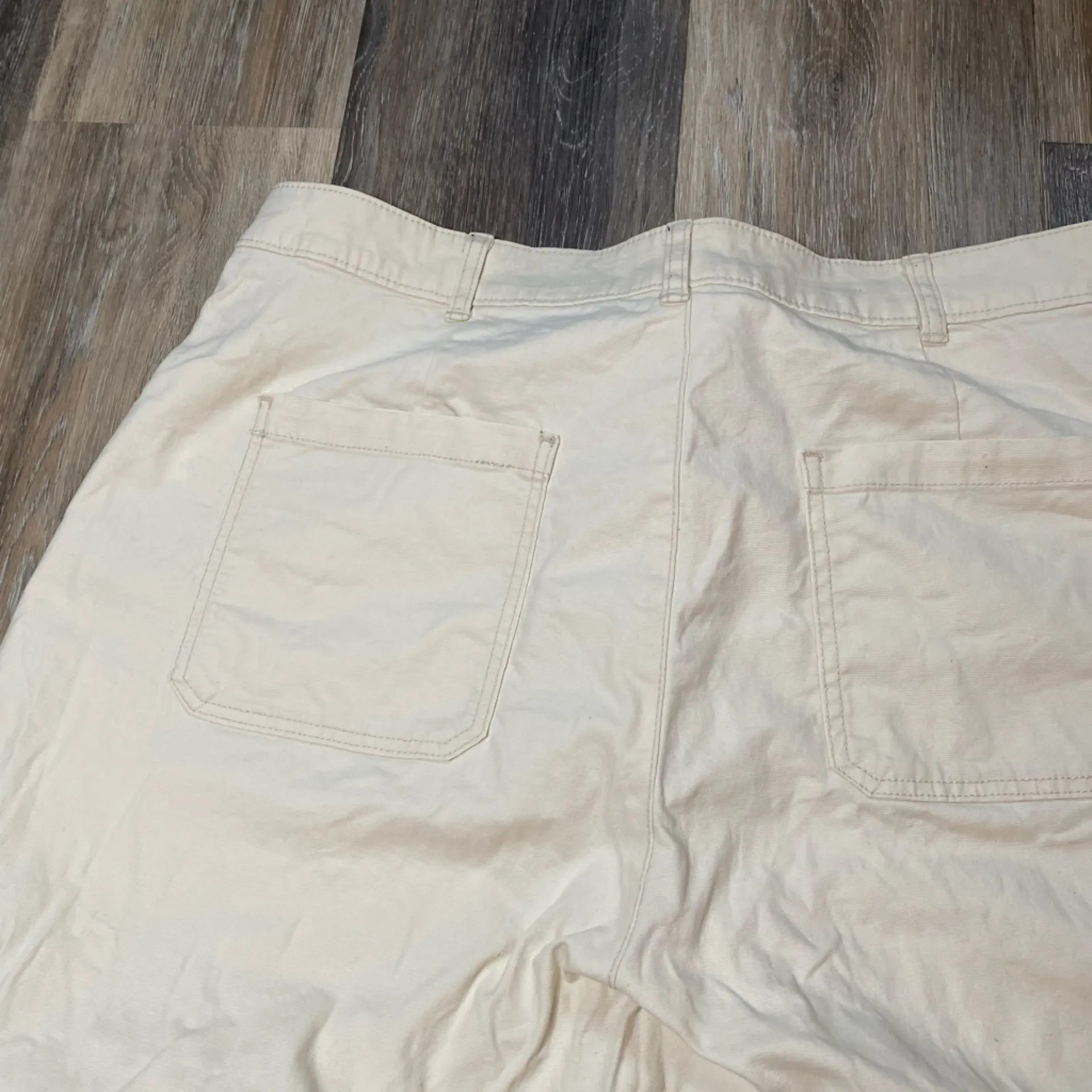 Old‎ Navy High Rise Wide Leg Cropped Petite Cream Jean Pants 16 Boho Painter - Image 7