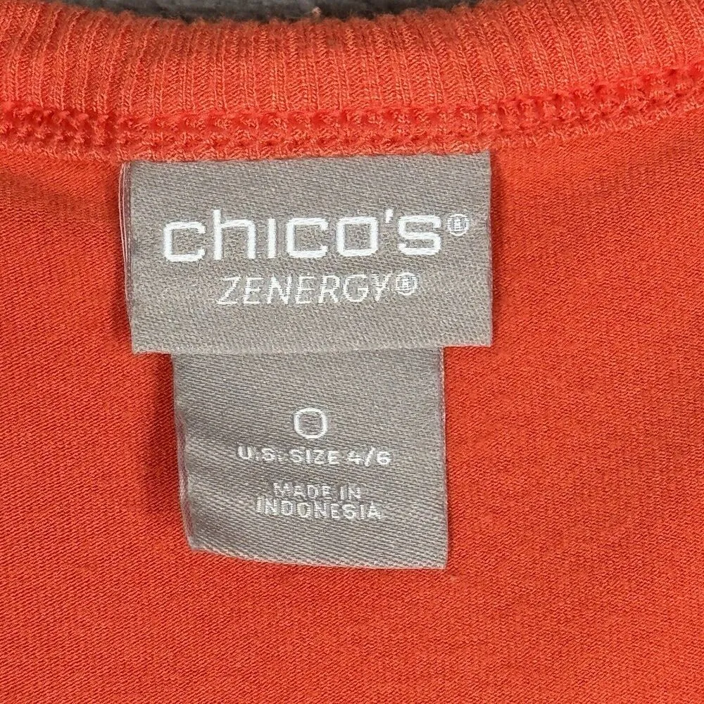 Chicos Dress Women 4/6 Coral Orange Tank Dress Midi Preppy Basic Casual Everyday - Image 7