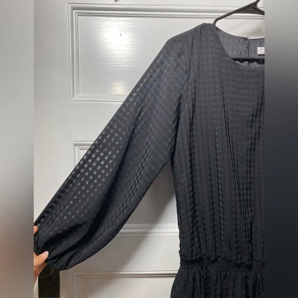 Waverly Grey | Sasha Check Pattern Drop Waist Blouson Mini Dress Black Sz Small - Image 4