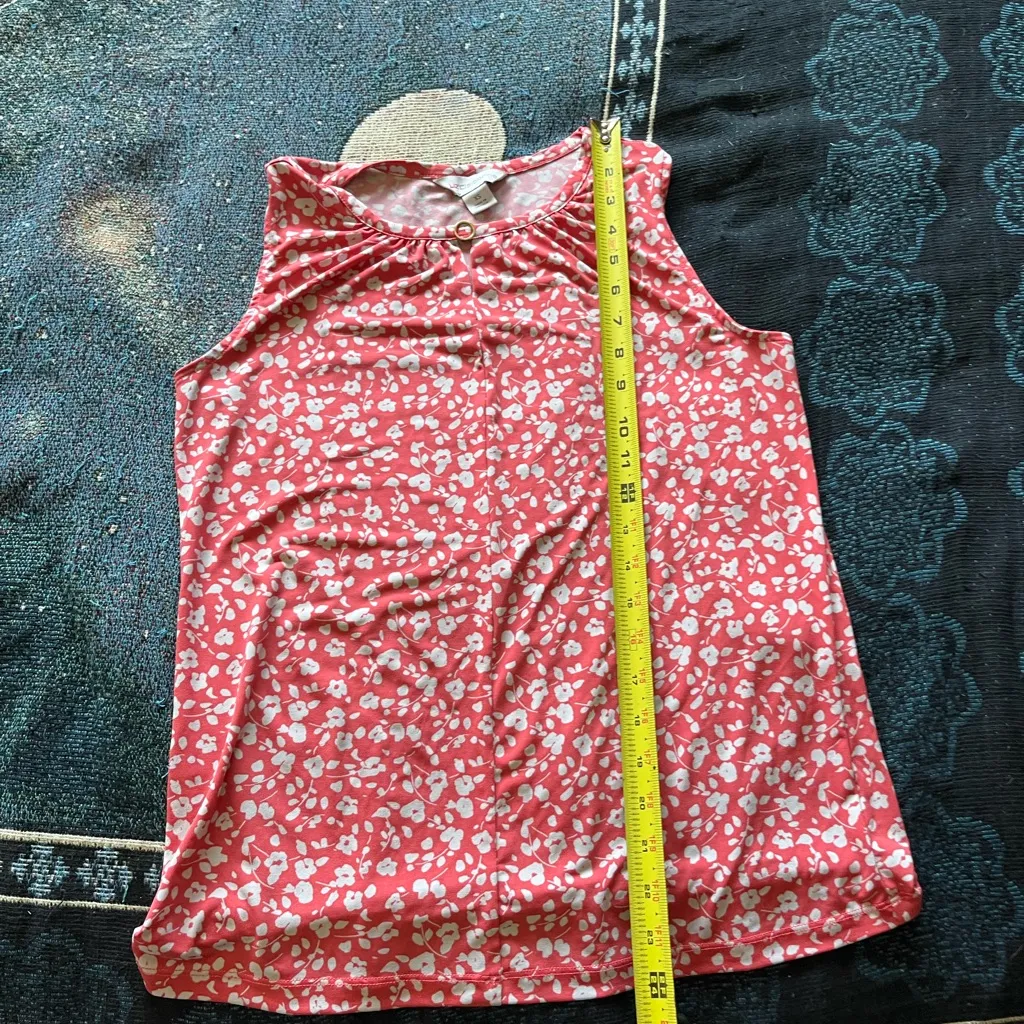 Liz Claiborne Red and White Fitted Sleeveless Tank Top Blouse SZ XS Floral Heart - Image 11