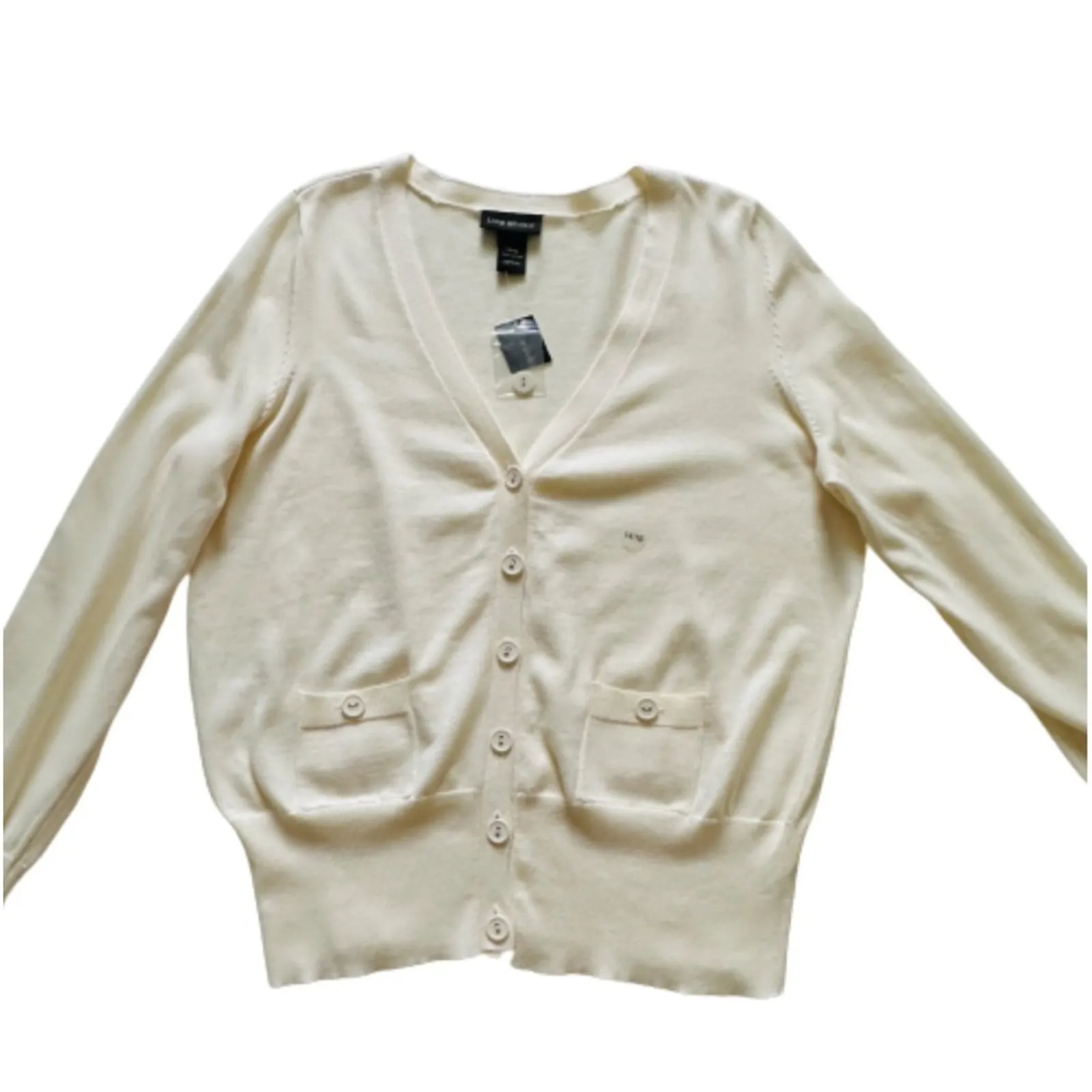 Lane Bryant Cardigan Sweater Cream Cotton Pockets Button Front Size 14/16 XL NEW - Image 8