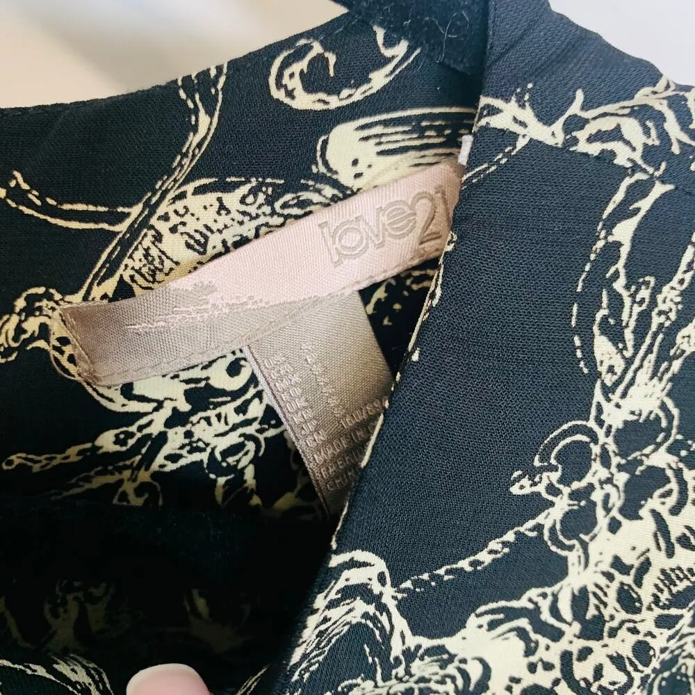 Babydoll Dress Regency Print Black Cream Small - Image 7