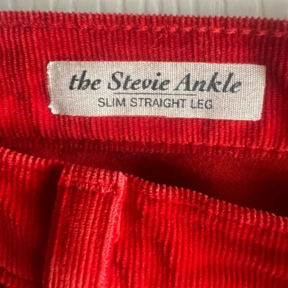 AG Adriano Goldschmied  Red The Stevie‎ Ankle cords size 27R - Image 9