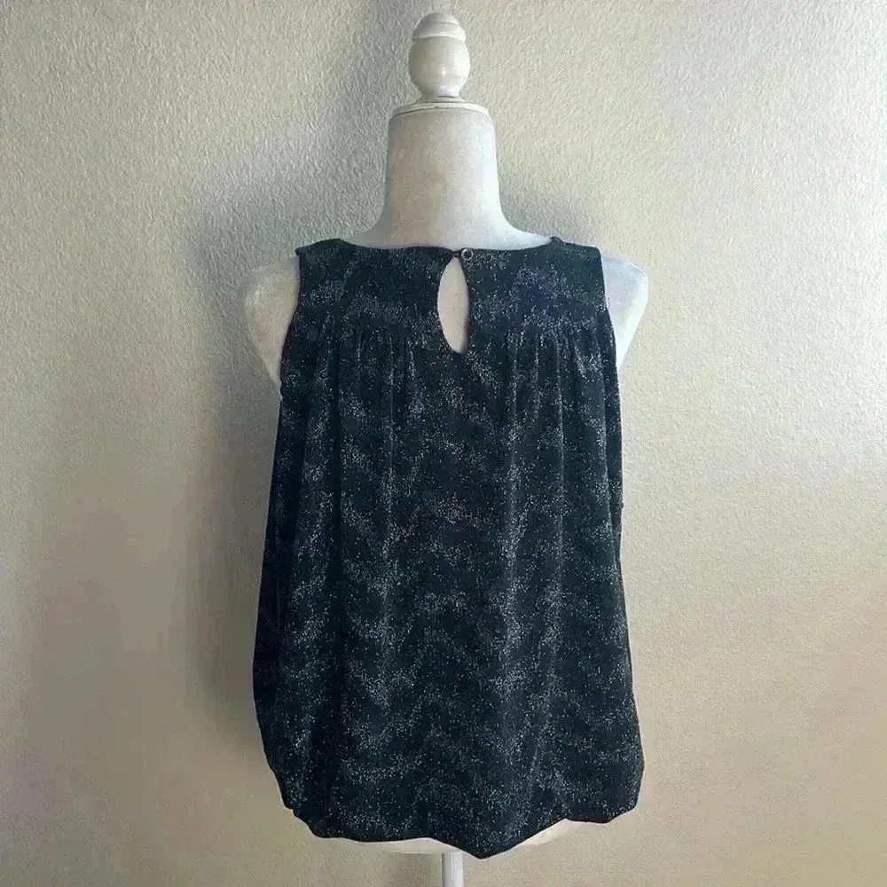 Anthropologie Shimmer‎ Black Silver Bubble Tank Blouse Carly Top S - Image 8