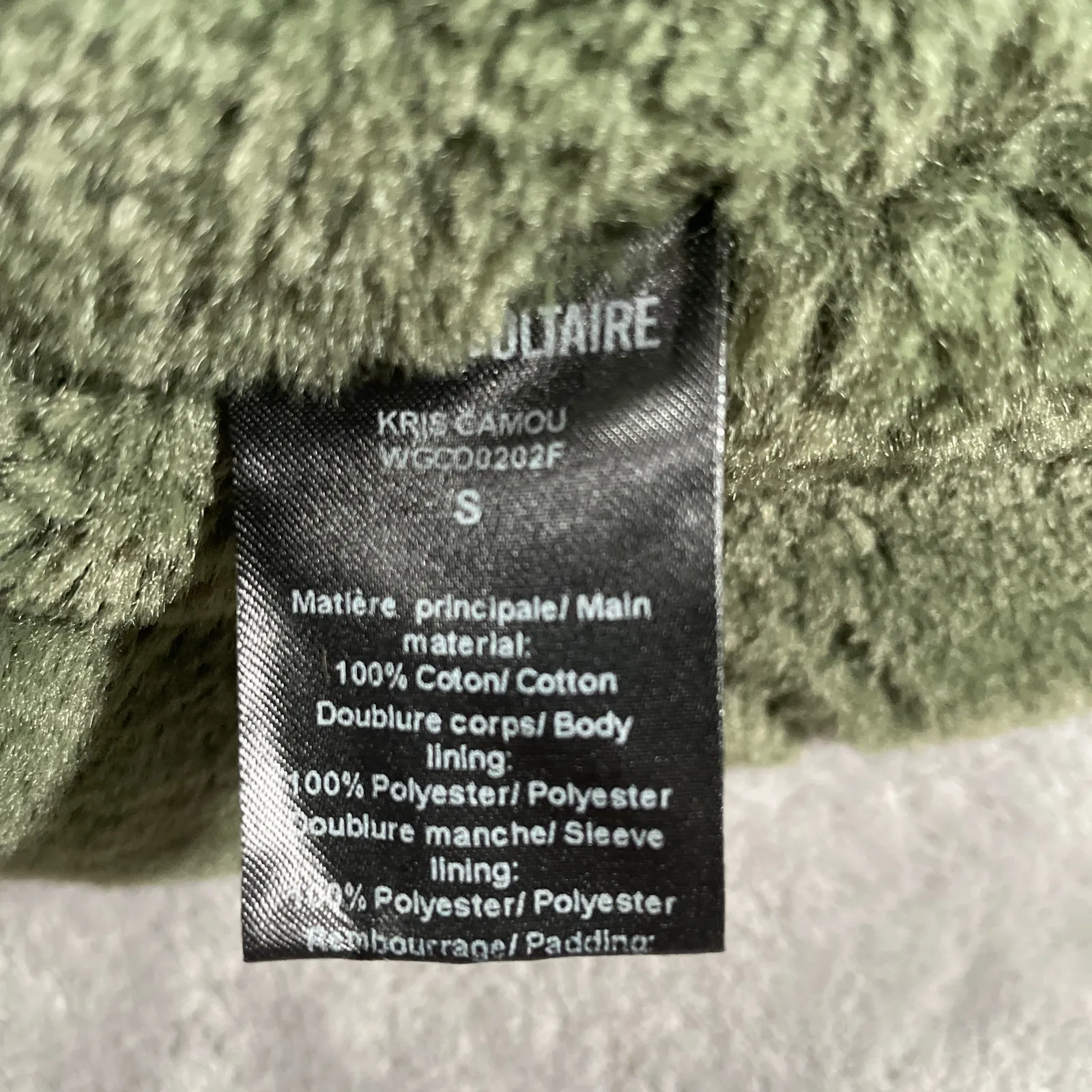 Zadig Voltaire Kris Camou Jacket Small Faux Fur Lined Removable Hood Cozy Warm - Image 4