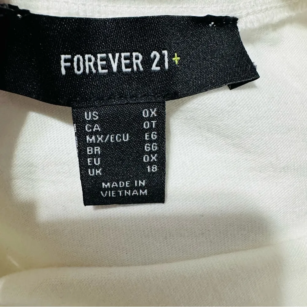Forever 21 Plus Women White Boxy Tie Front Long Sleeve Sporty Sweatshirt Size 0X - Image 9