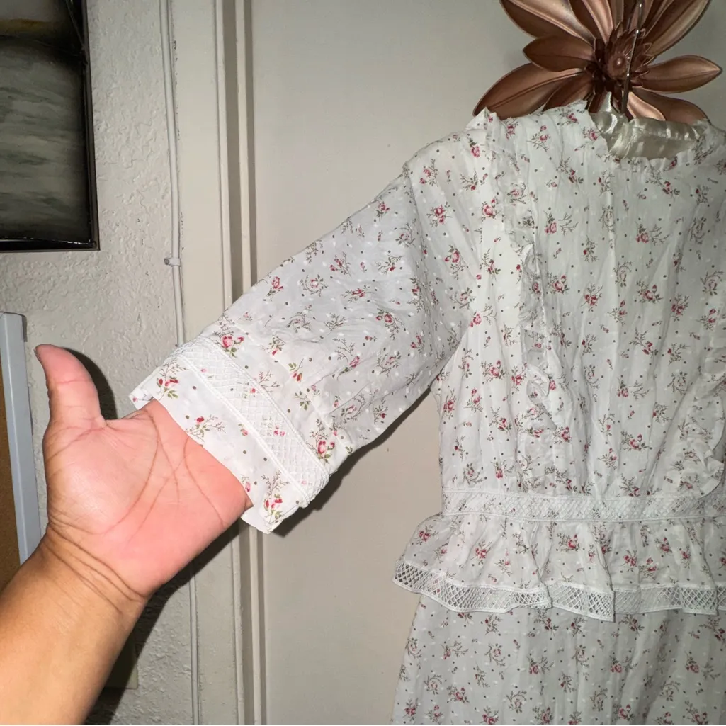 Lulu's White Floral Ruffle Long Sleeve Dress - Image 7