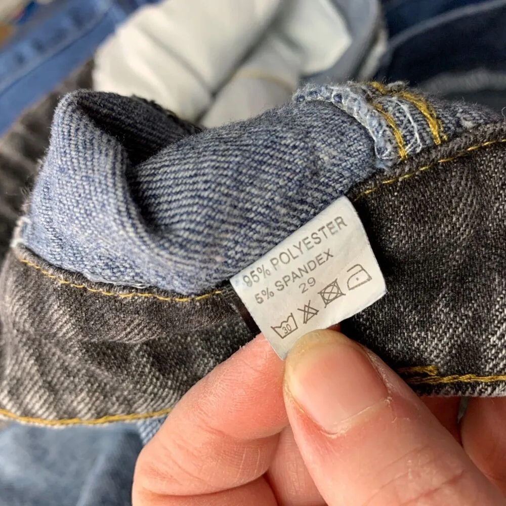 Shein Womens Denim Blue Jeans Retro High Waist Colorblock Mom Jeans Cropped XS - Image 9