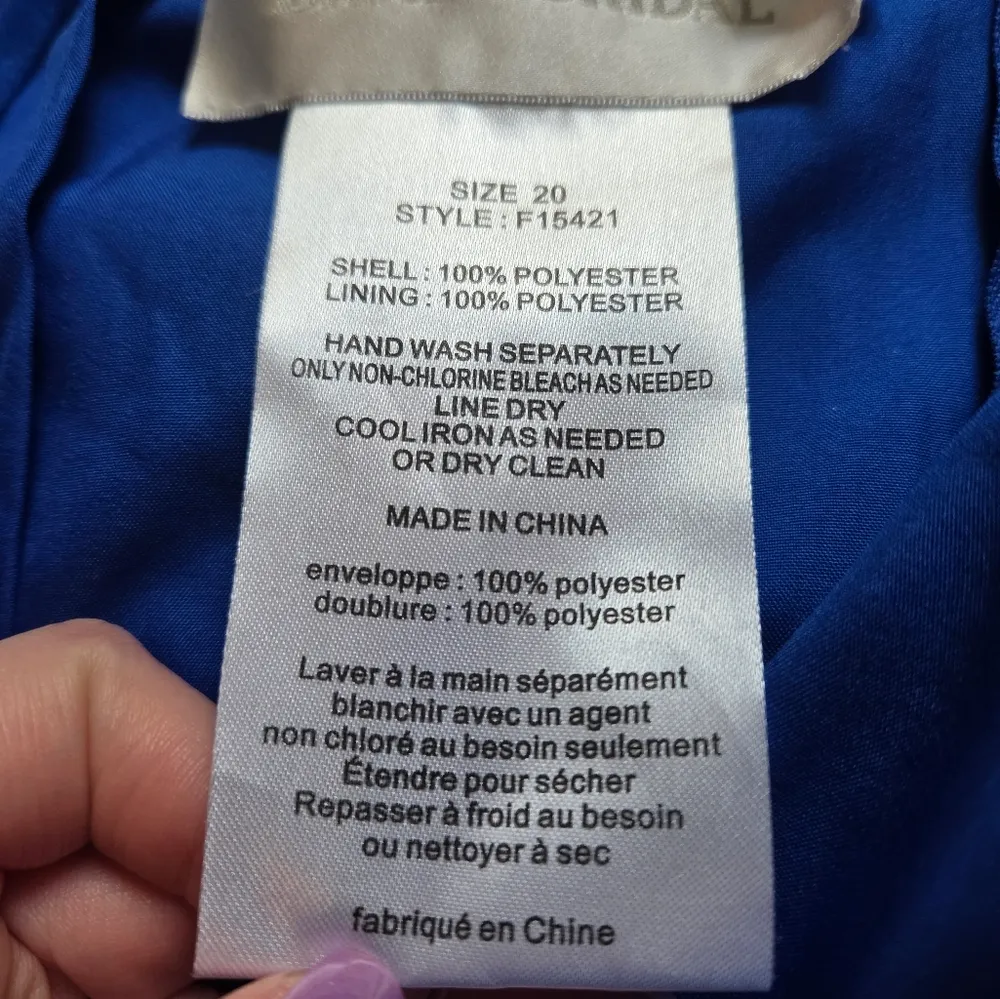 David's Bridal Royal Blue Chiffon Dress - Image 10